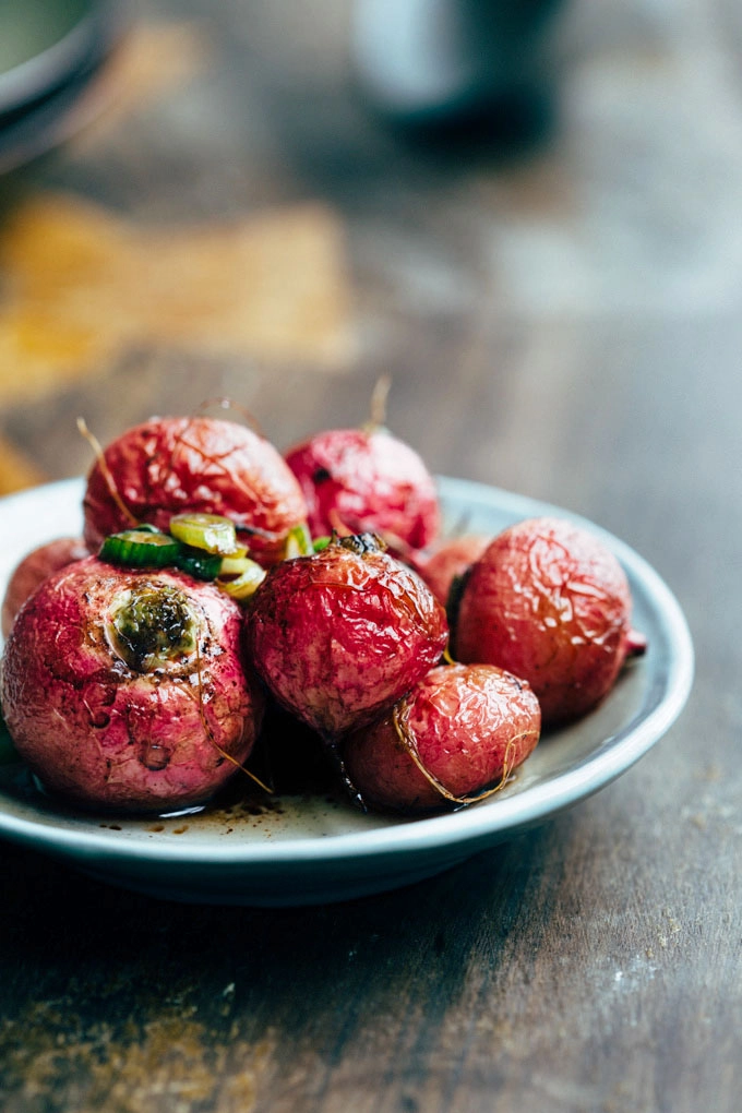 silky mushroom congee with roasted radishes 3