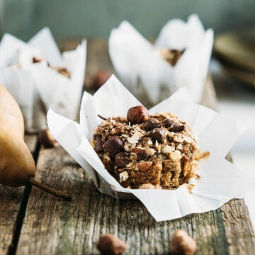 hazelnut pear and chocolate muffins 5