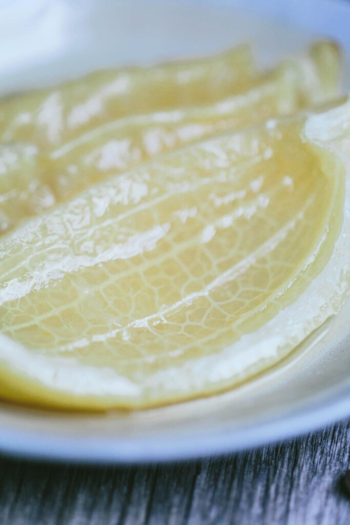 Close up image of a preserved lemon