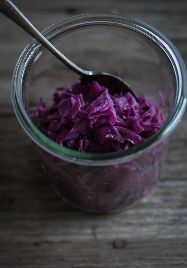 A close up image of the cooked sauerkraut