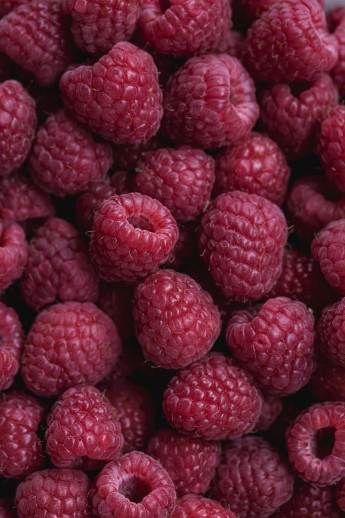 close up image of fresh raspberries