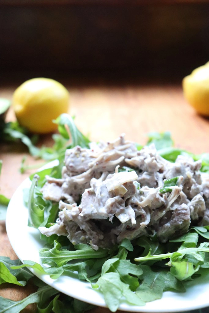 Vegan tuna salad sitting on a white plate