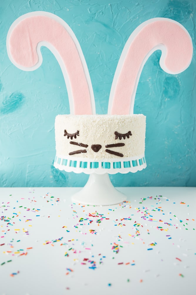 A bunny birthday cake. 