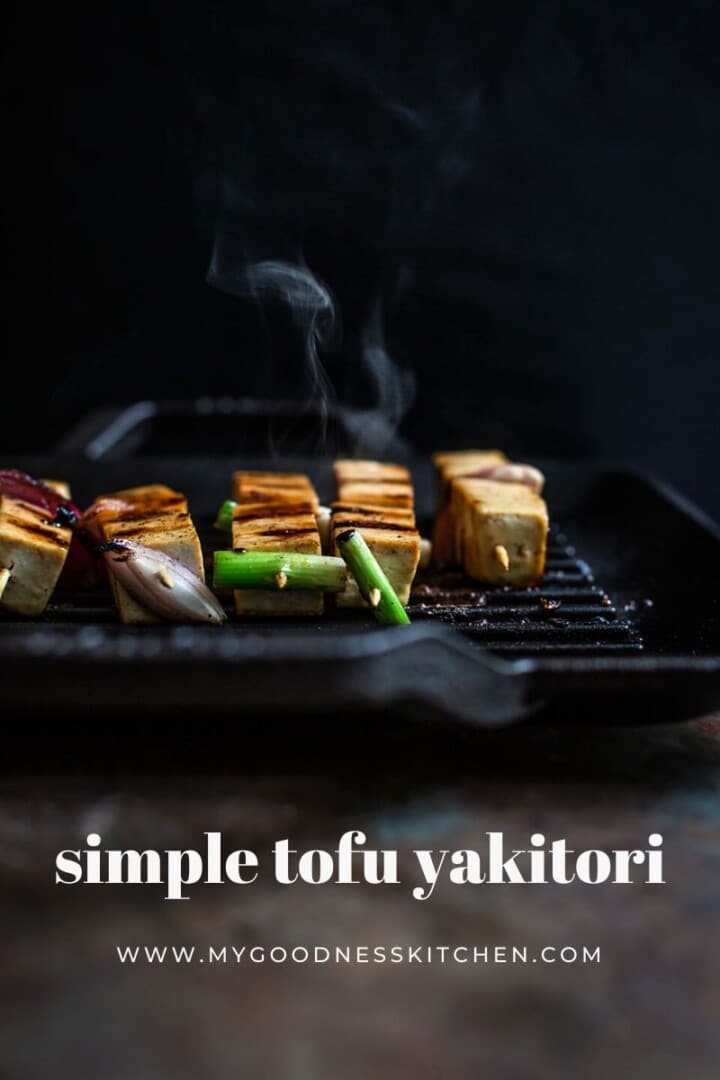 Tofu Yakitori on the Lodge Square Grill Pan My Goodness Kitchen