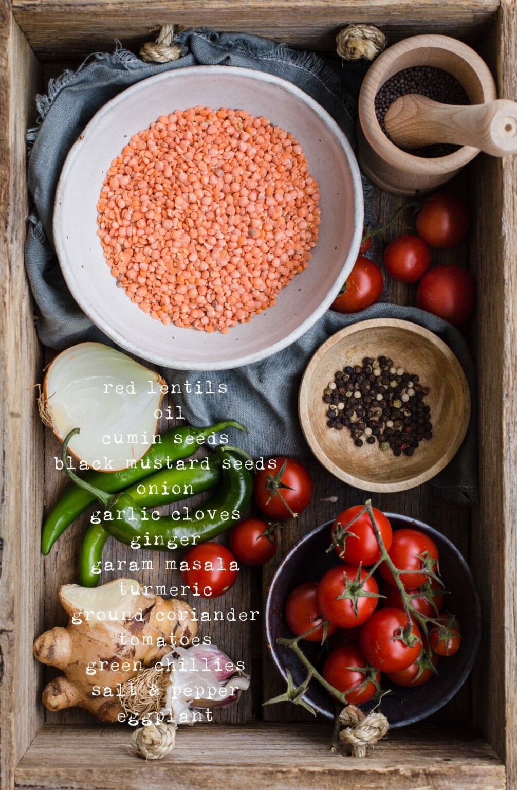 Masoor Dal with Roasted Eggplant