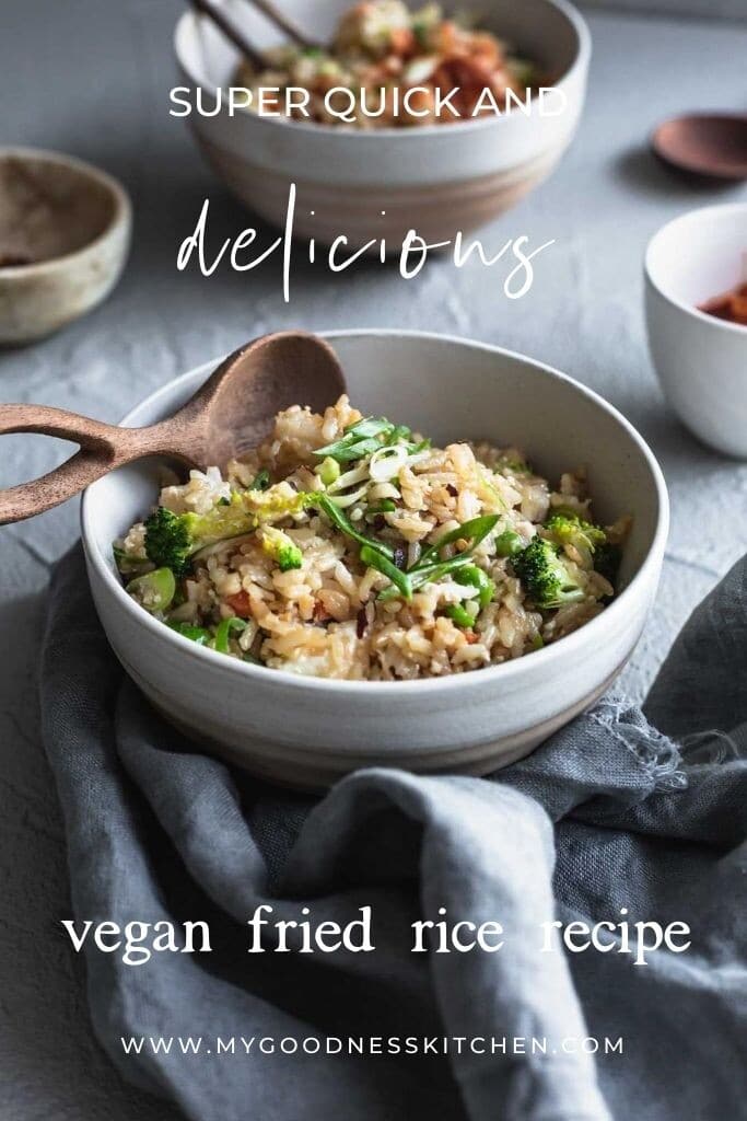 Bowls of vegan fried rice on a table