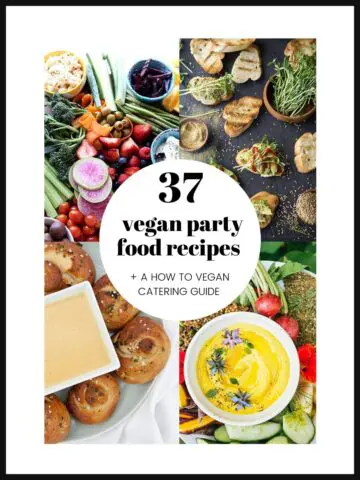 A grid of party food images with text.