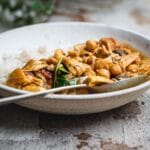 A bowl of mushroom masala.