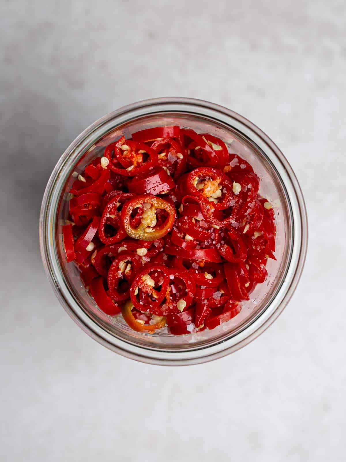 A jar of salted peppers.