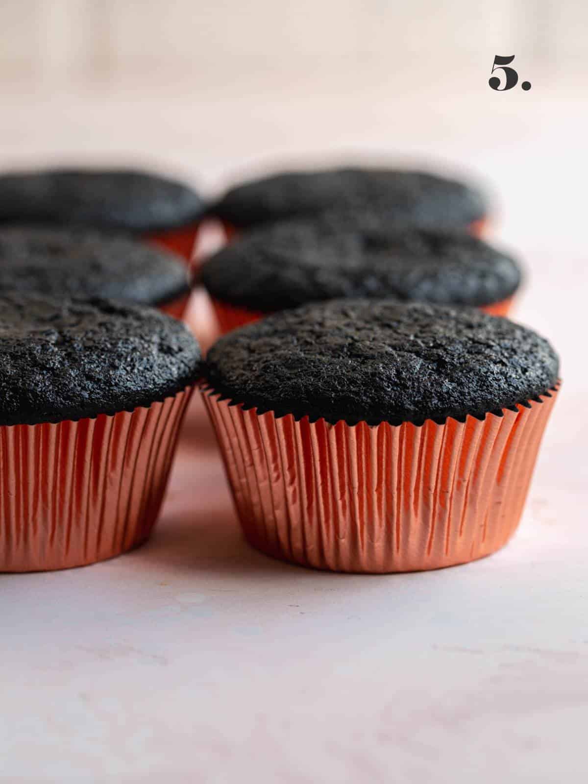 Baked cupcakes before frosting.