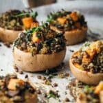 A tray of stuffed butternut pumpkin rings.