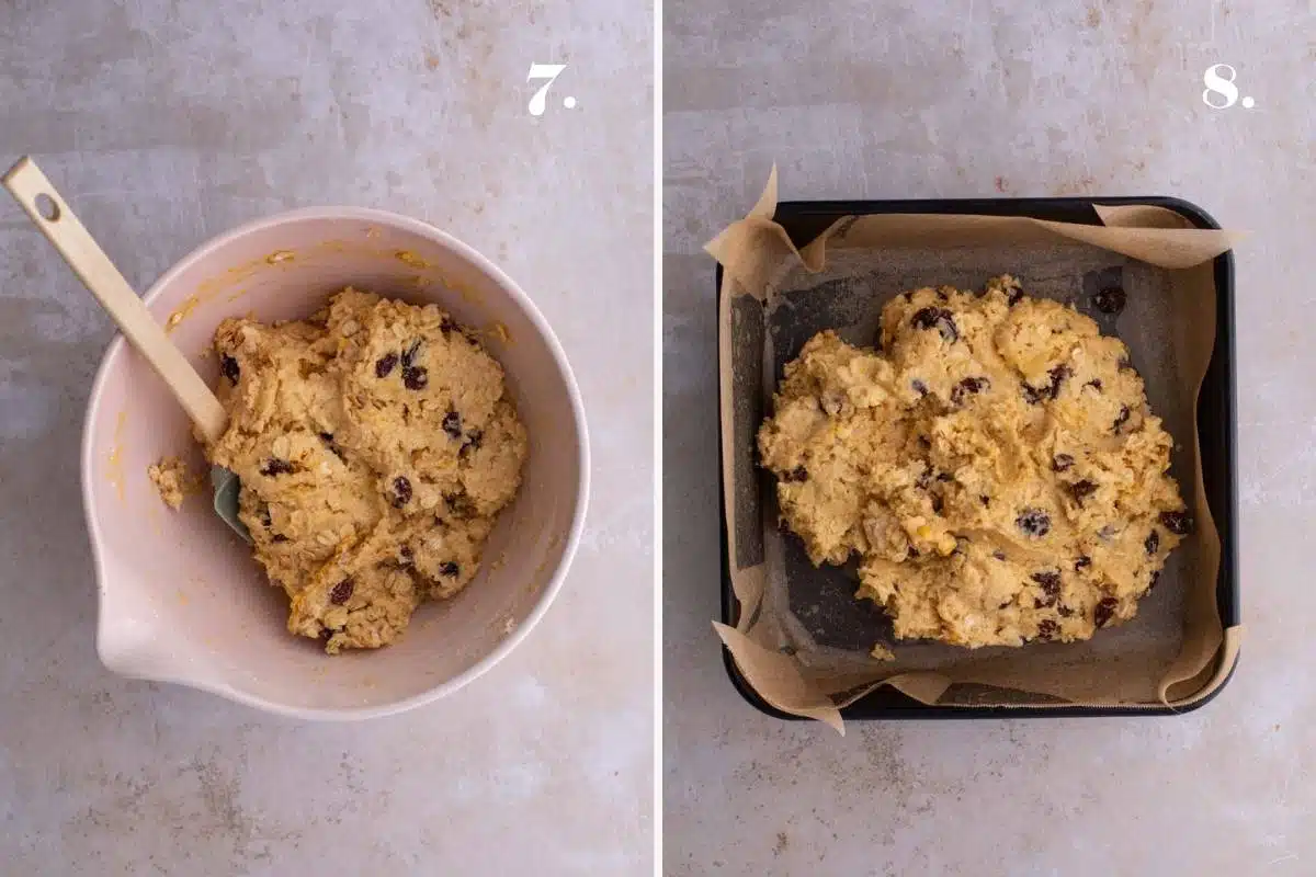 Side-by-side images of baking dough.